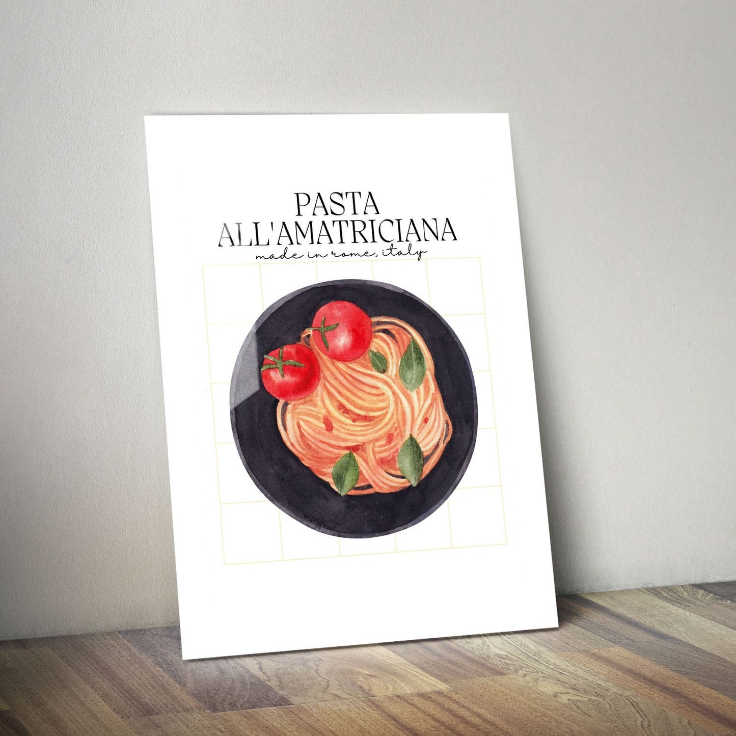 Wes Co Gallery Metal Poster Pasta All'Amatriciana Delight 11" x 14" Home Goods - Coffee White border only Metal Art Print