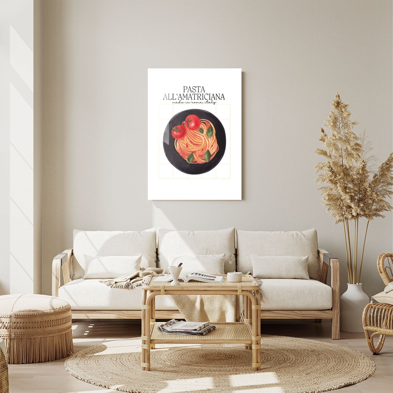 Wes Co Gallery Metal Poster Pasta All'Amatriciana Delight 11" x 14" Home Goods - Coffee White border only Metal Art Print