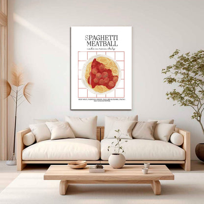 Wes Co Gallery Metal Poster Classic Spaghetti & Meatballs 16" x 24" Home Goods - Coffee White border only Metal Art Print