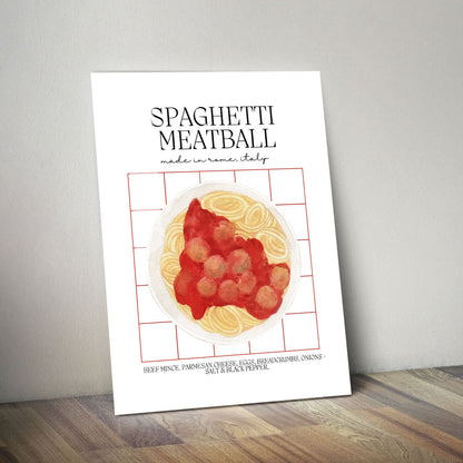 Wes Co Gallery Metal Poster Classic Spaghetti & Meatballs 11" x 14" Home Goods - Coffee White border only Metal Art Print