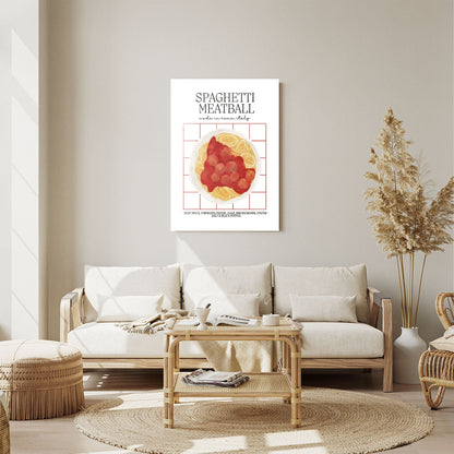 Wes Co Gallery Metal Poster Classic Spaghetti & Meatballs 11" x 14" Home Goods - Coffee White border only Metal Art Print