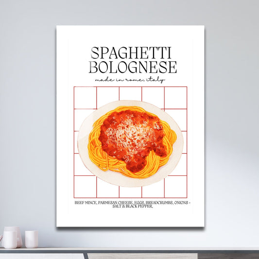 Wes Co Gallery Metal Poster Homemade Spaghetti Bolognese 11" x 17" Home Goods - Coffee White border only Metal Art Print