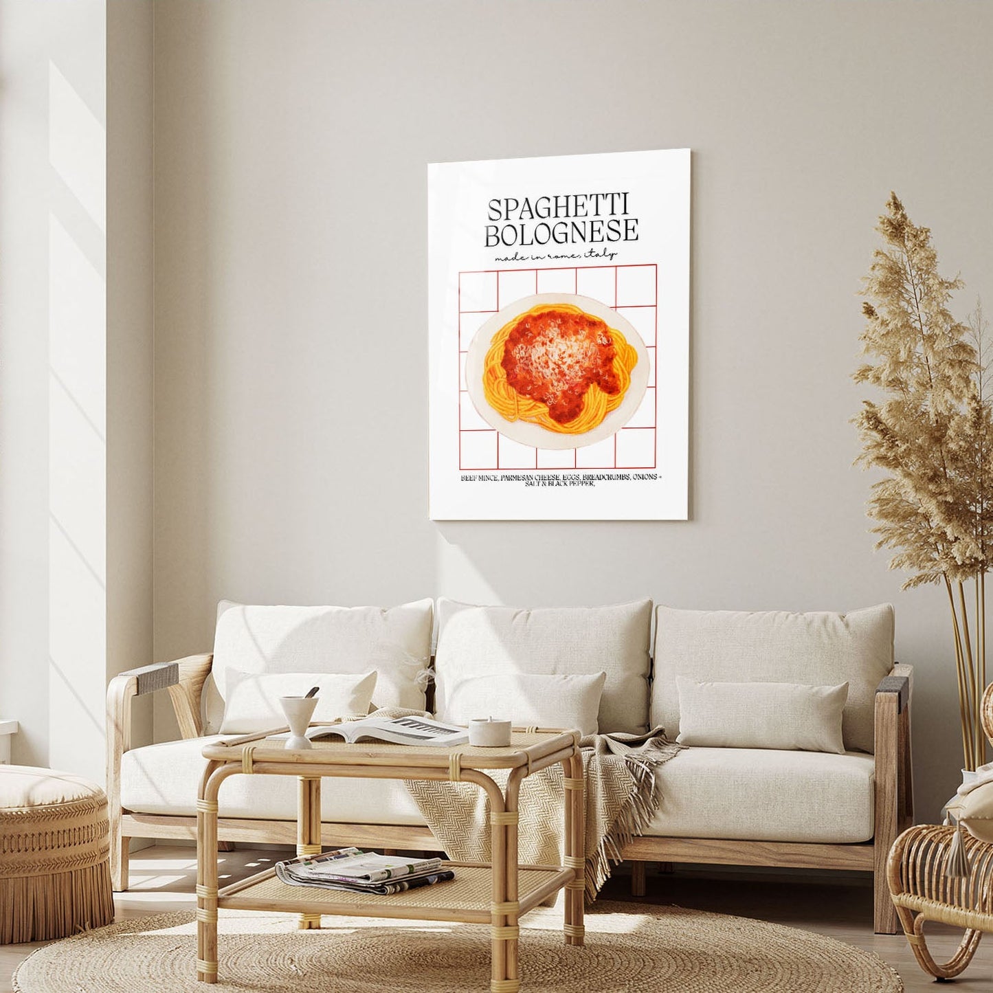 Wes Co Gallery Metal Poster Homemade Spaghetti Bolognese 5" x 7" Home Goods - Coffee White border only Metal Art Print