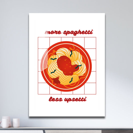 Wes Co Gallery Metal Poster More Spaghetti, Less Upsetti 11" x 17" Home Goods - Coffee White border only Metal Art Print