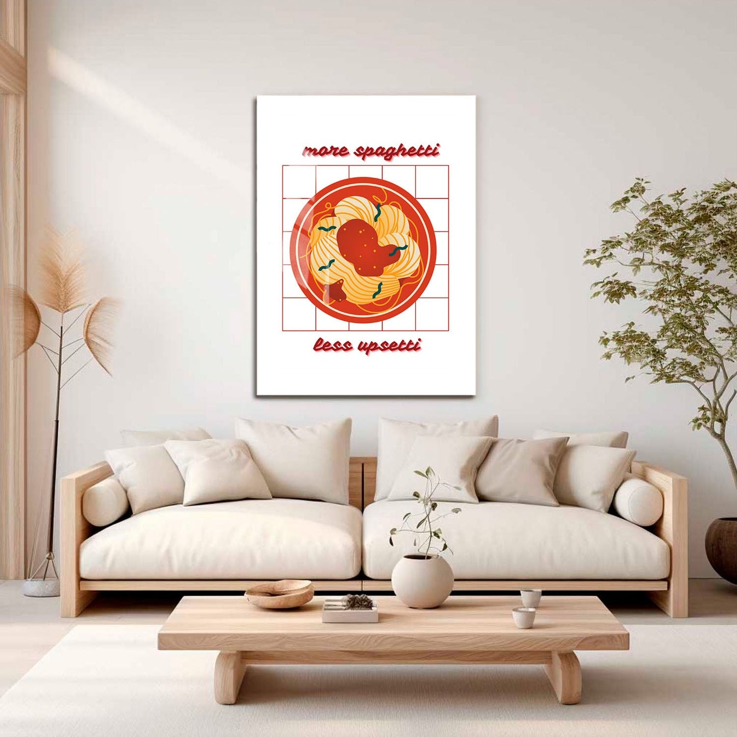 Wes Co Gallery Metal Poster More Spaghetti, Less Upsetti 16" x 24" Home Goods - Coffee White border only Metal Art Print