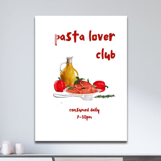 Wes Co Gallery Metal Poster Pasta Lover's Club 11" x 17" Home Goods - Coffee White border only Metal Art Print