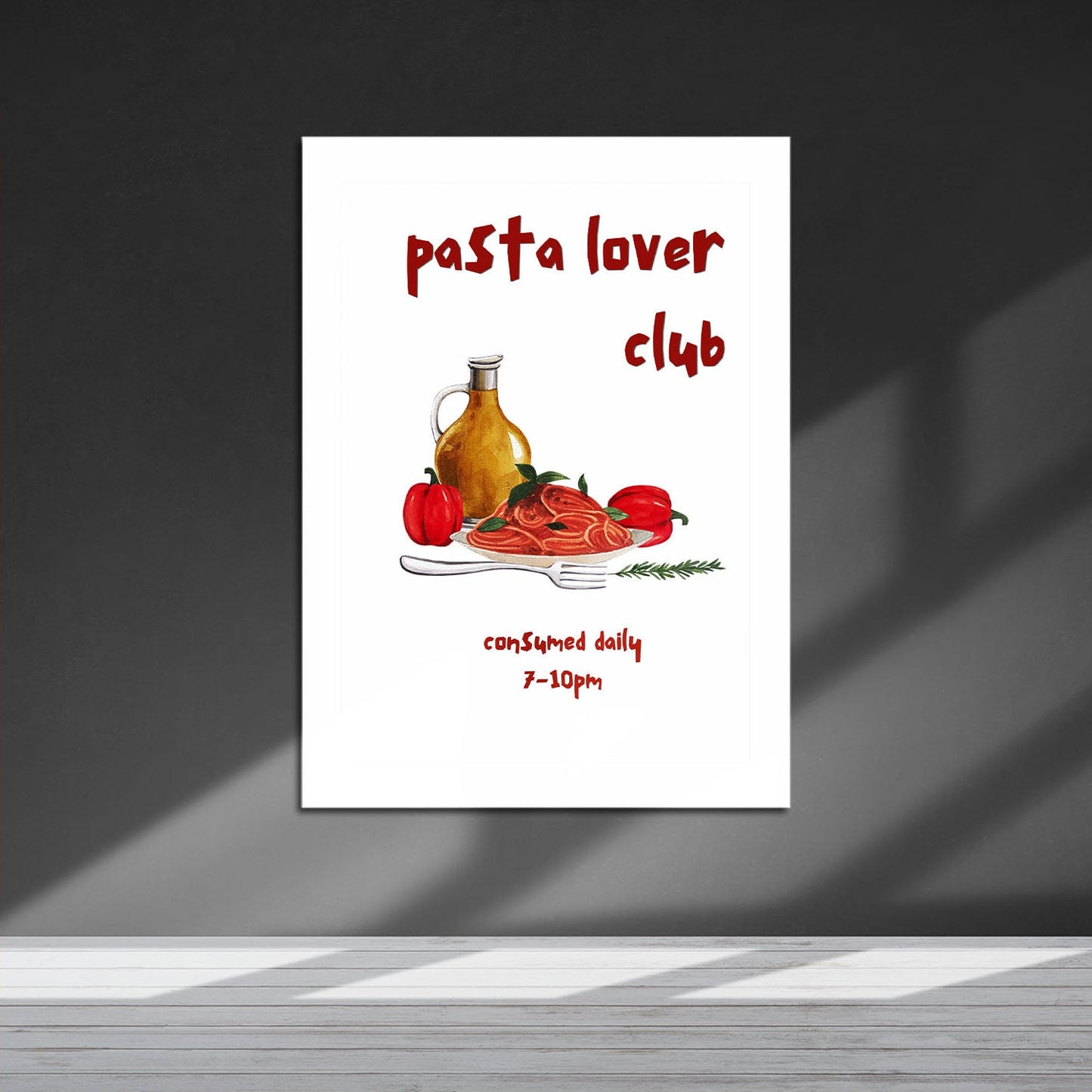 Wes Co Gallery Metal Poster Pasta Lover's Club 16" x 24" Home Goods - Coffee White border only Metal Art Print