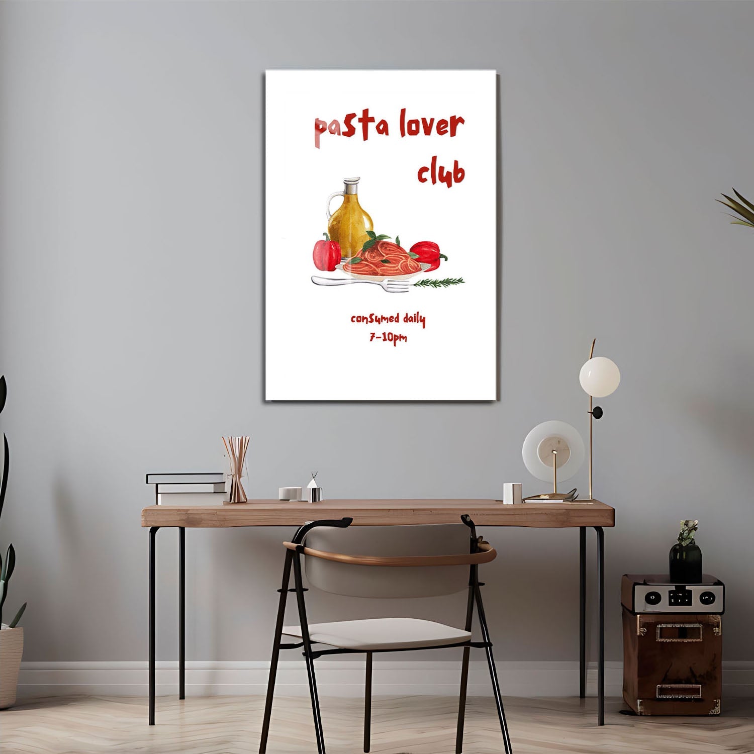 Wes Co Gallery Metal Poster Pasta Lover's Club 24" x 36" Home Goods - Coffee White border only Metal Art Print