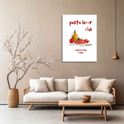 Wes Co Gallery Metal Poster Pasta Lover's Club 5" x 7" Home Goods - Coffee White border only Metal Art Print