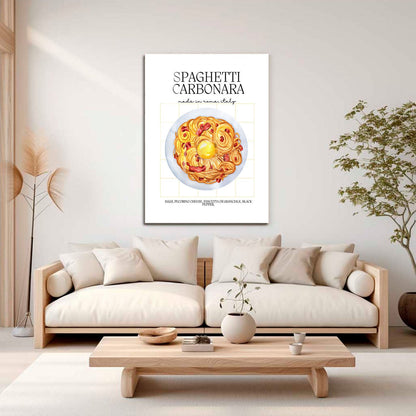 Wes Co Gallery Metal Poster Spaghetti Carbonara Delight 16" x 24" Home Goods - Coffee White border only Metal Art Print