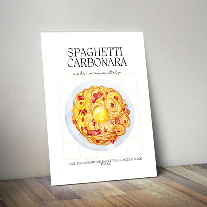 Wes Co Gallery Metal Poster Spaghetti Carbonara Delight 11" x 14" Home Goods - Coffee White border only Metal Art Print