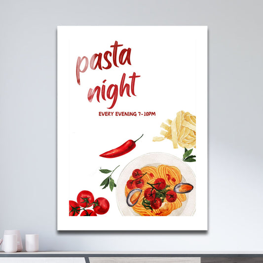 Wes Co Gallery Metal Poster Charming Pasta Night 11" x 17" Home Goods - Coffee White border only Metal Art Print