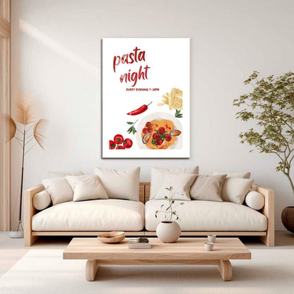 Wes Co Gallery Metal Poster Charming Pasta Night 16" x 24" Home Goods - Coffee White border only Metal Art Print