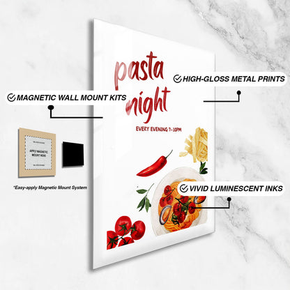 Wes Co Gallery Metal Poster Charming Pasta Night 24" x 36" Home Goods - Coffee White border only Metal Art Print