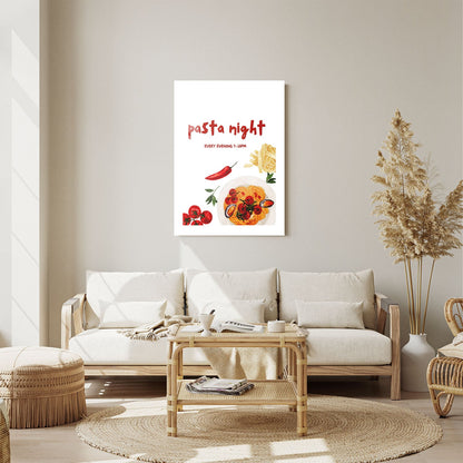 Wes Co Gallery Metal Poster Cozy Pasta Night 11" x 14" Home Goods - Coffee White border only Metal Art Print