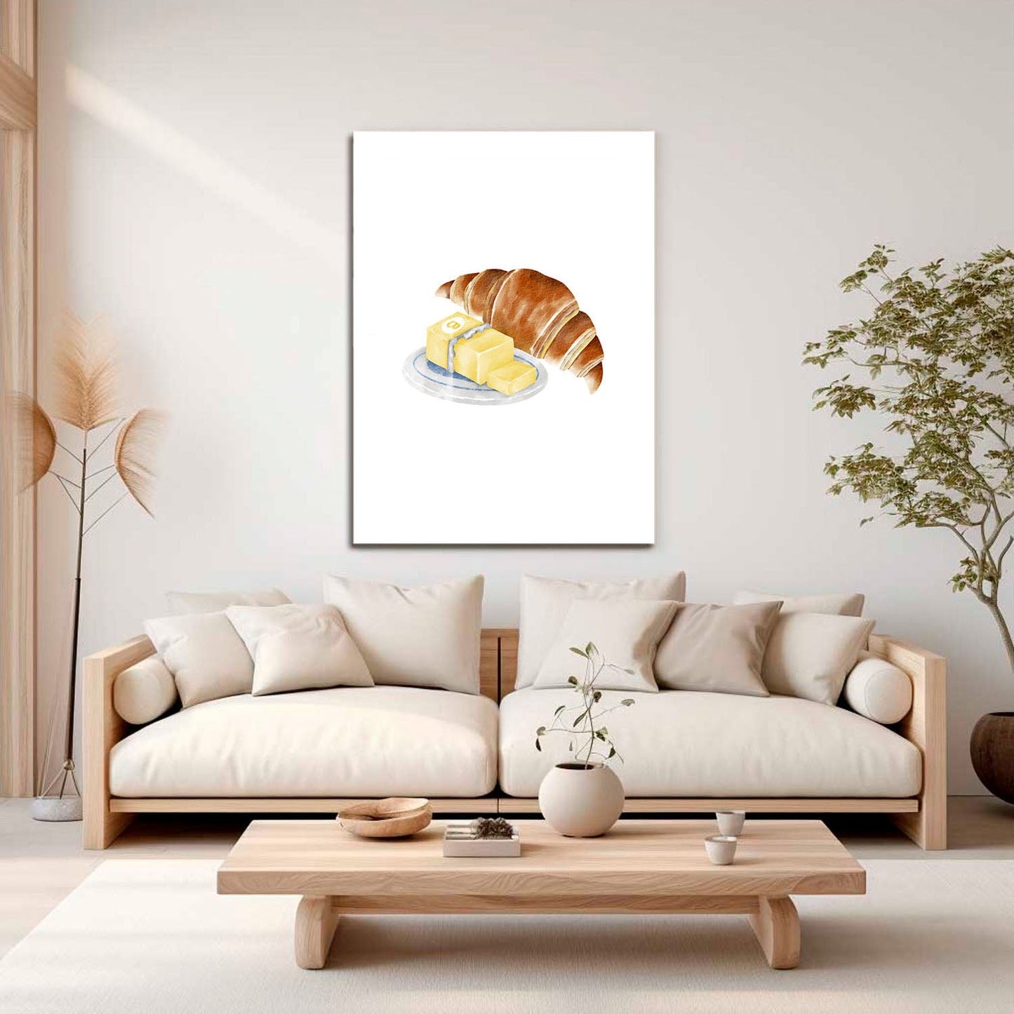 Wes Co Gallery Metal Poster Croissant & Butter Bliss 16" x 24" Home Goods - Coffee White border only Metal Art Print