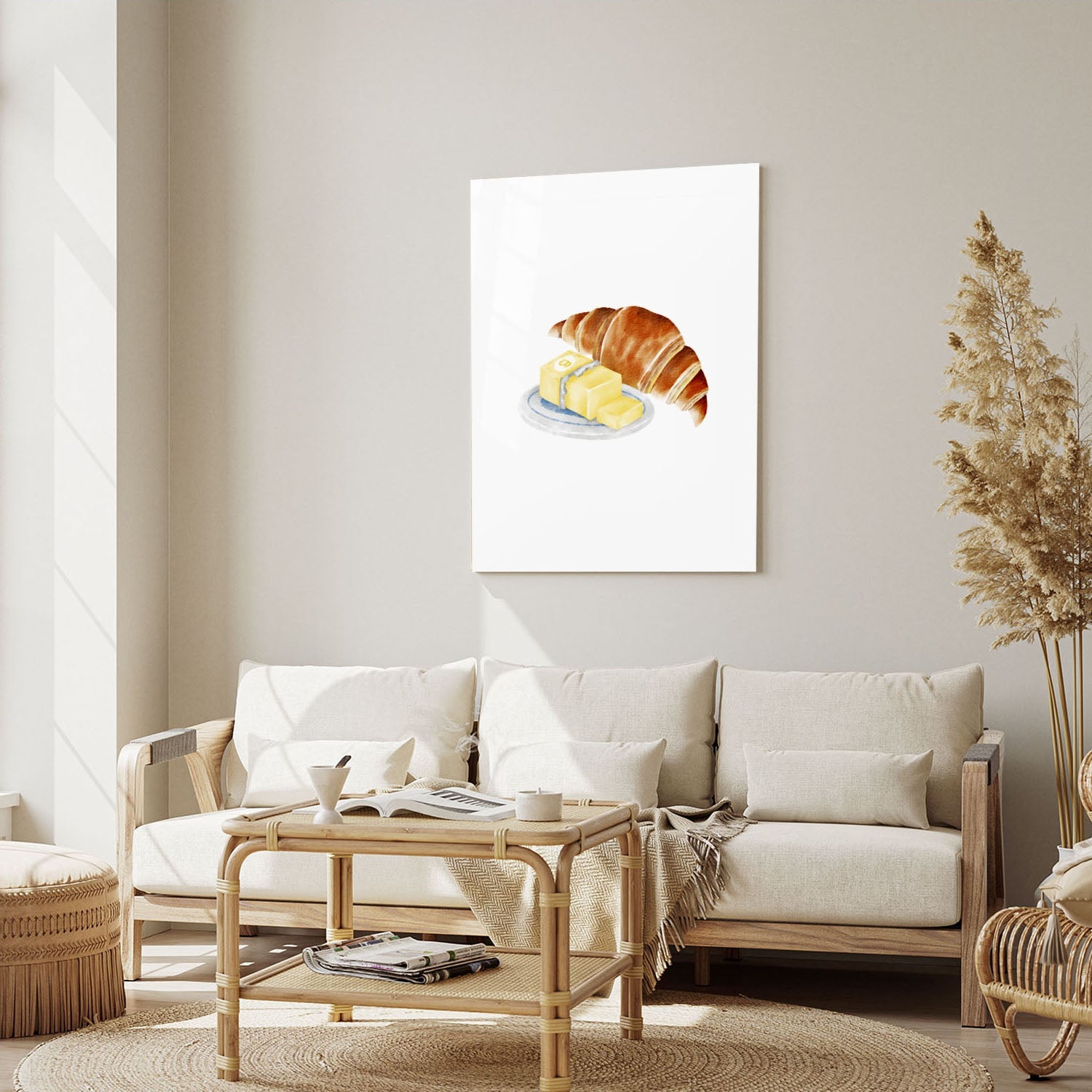 Wes Co Gallery Metal Poster Croissant & Butter Bliss 5" x 7" Home Goods - Coffee White border only Metal Art Print