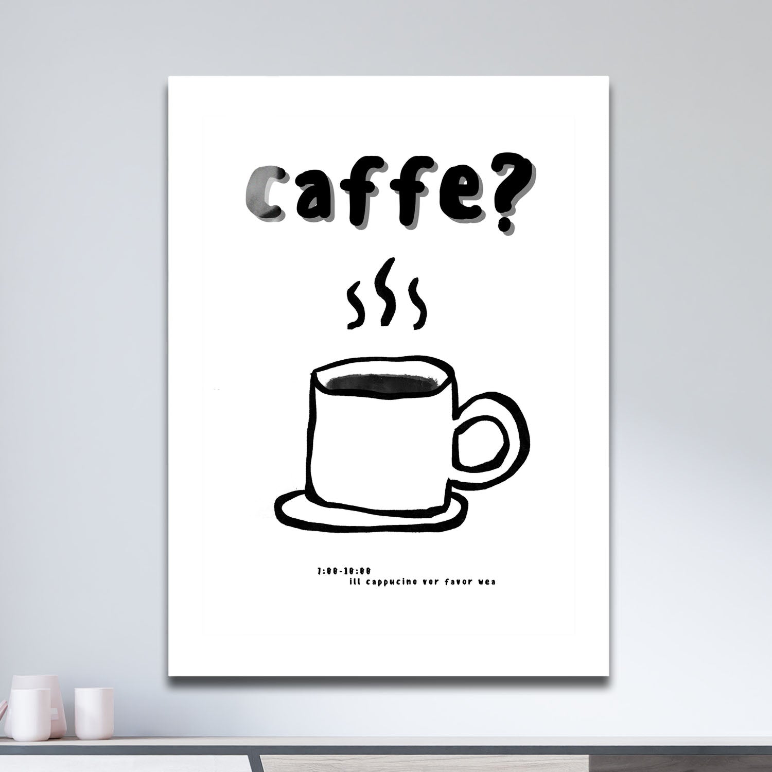 Wes Co Gallery Metal Poster Morning Coffee Call 11" x 17" Home Goods - Coffee White border only Metal Art Print