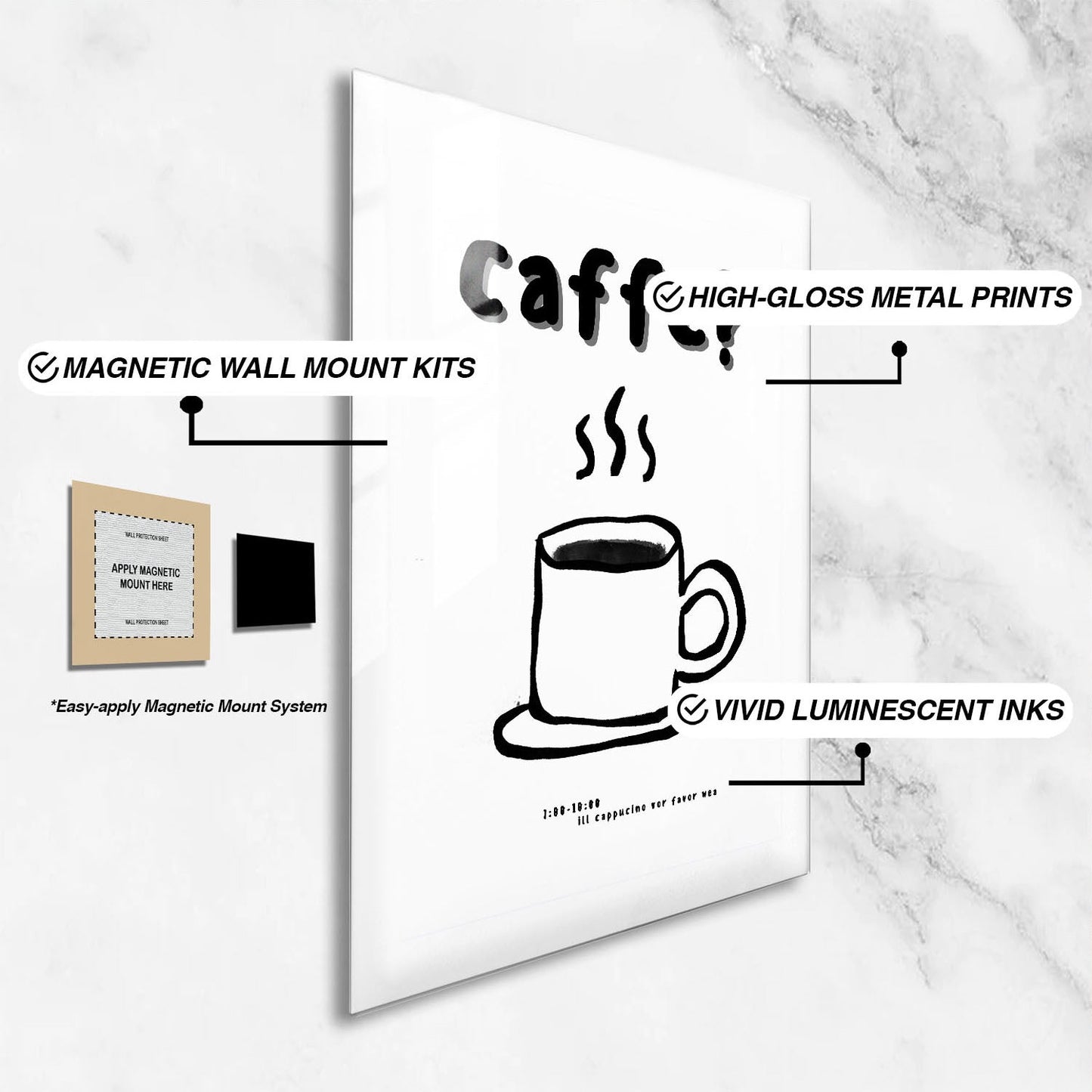 Wes Co Gallery Metal Poster Morning Coffee Call 24" x 36" Home Goods - Coffee White border only Metal Art Print