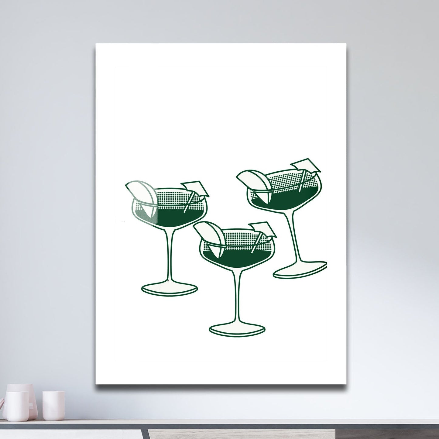 Wes Co Gallery Metal Poster Tropical Drinks Trio 11" x 17" Home Goods - Coffee White border only Metal Art Print