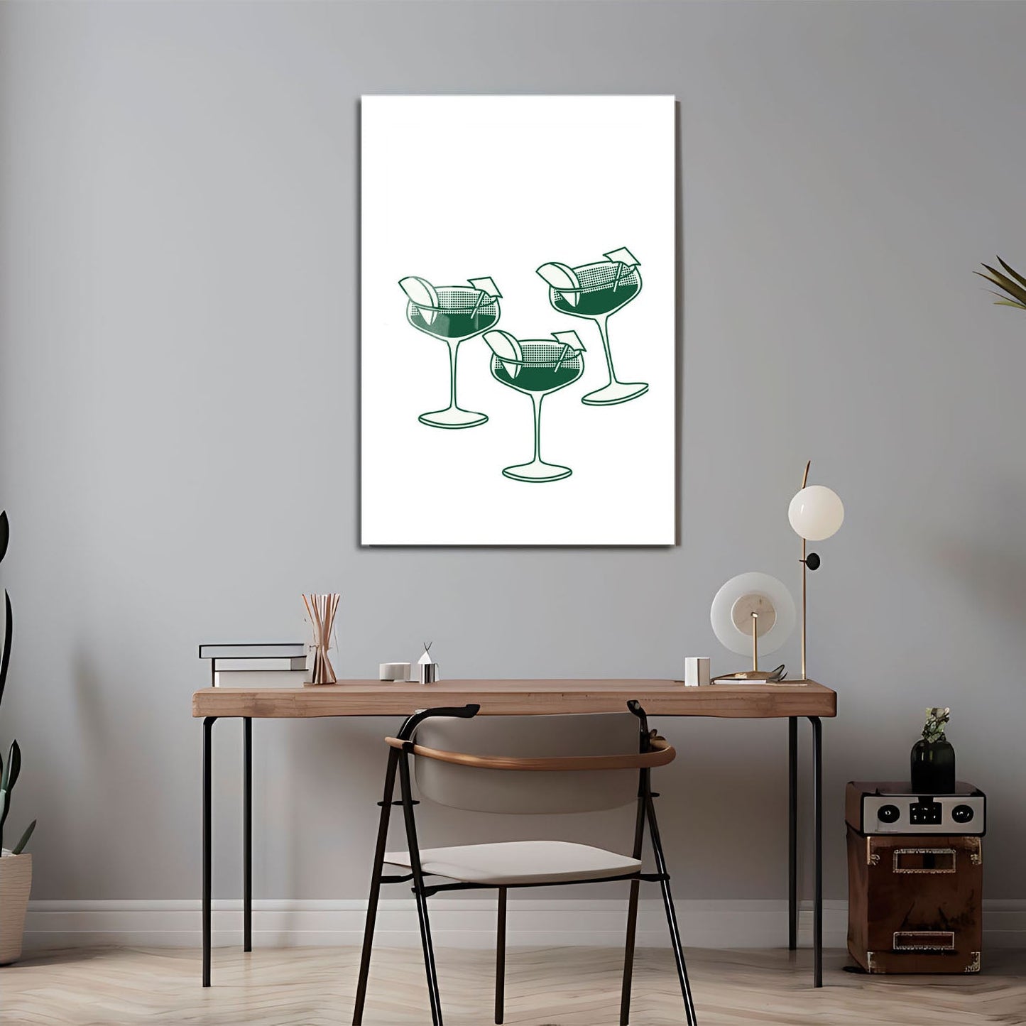 Wes Co Gallery Metal Poster Tropical Drinks Trio 24" x 36" Home Goods - Coffee White border only Metal Art Print