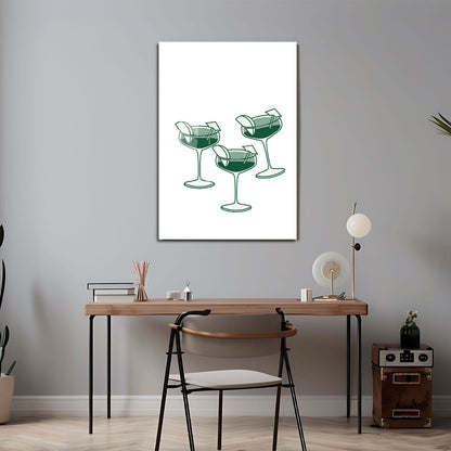 Wes Co Gallery Metal Poster Tropical Drinks Trio 24" x 36" Home Goods - Coffee White border only Metal Art Print