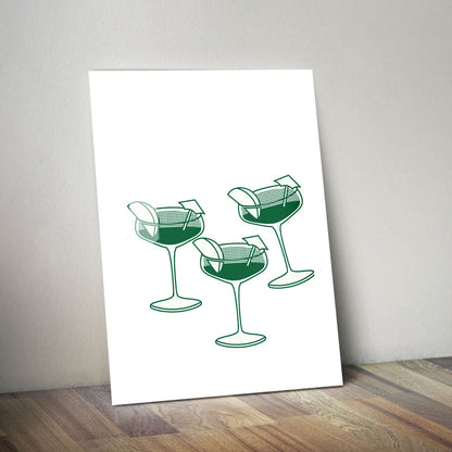 Wes Co Gallery Metal Poster Tropical Drinks Trio 11" x 14" Home Goods - Coffee White border only Metal Art Print