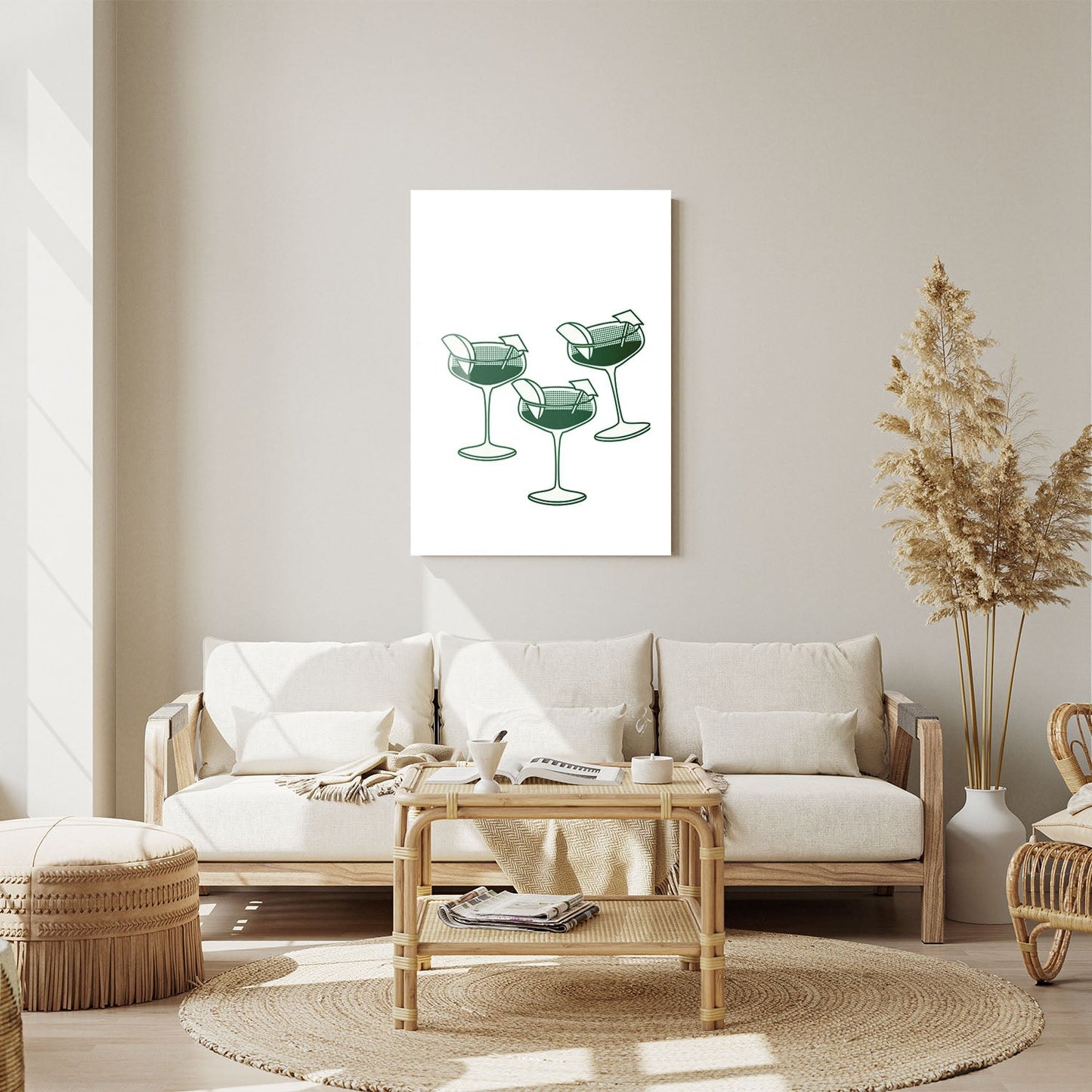 Wes Co Gallery Metal Poster Tropical Drinks Trio 11" x 14" Home Goods - Coffee White border only Metal Art Print