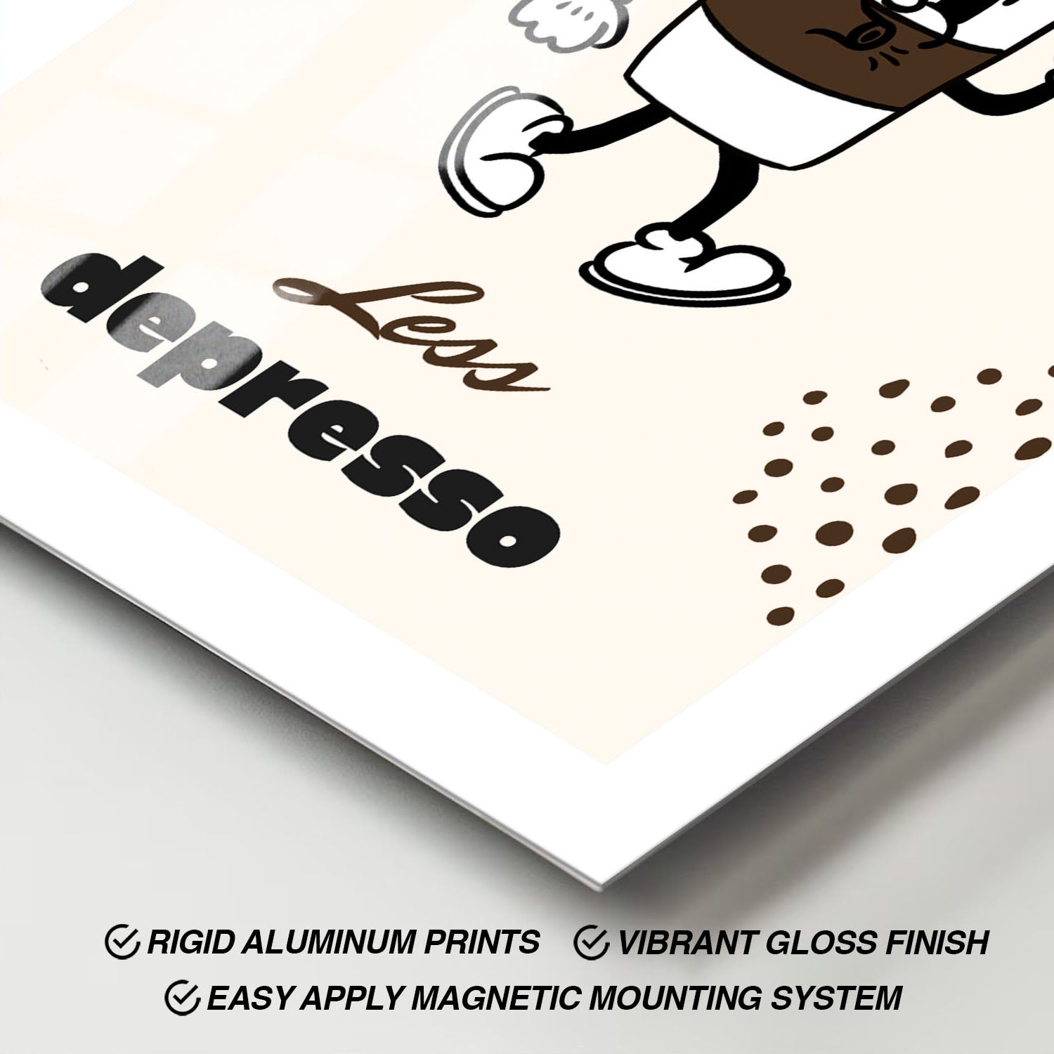 Wes Co Gallery Metal Poster Espresso Energy 11" x 17" Home Goods - Coffee White border only Metal Art Print