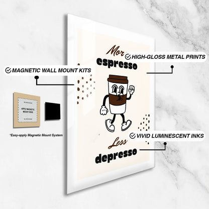 Wes Co Gallery Metal Poster Espresso Energy 24" x 36" Home Goods - Coffee White border only Metal Art Print