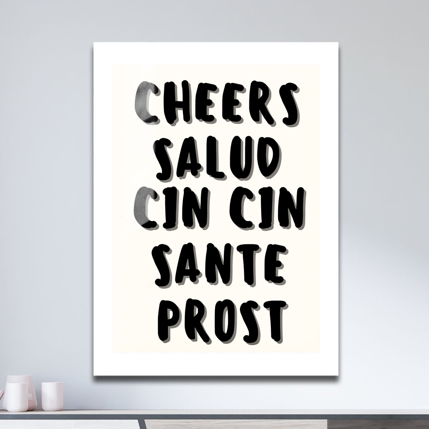 Wes Co Gallery Metal Poster Global Cheers 11" x 17" Home Goods - Coffee White border only Metal Art Print