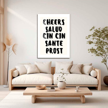 Wes Co Gallery Metal Poster Global Cheers 16" x 24" Home Goods - Coffee White border only Metal Art Print