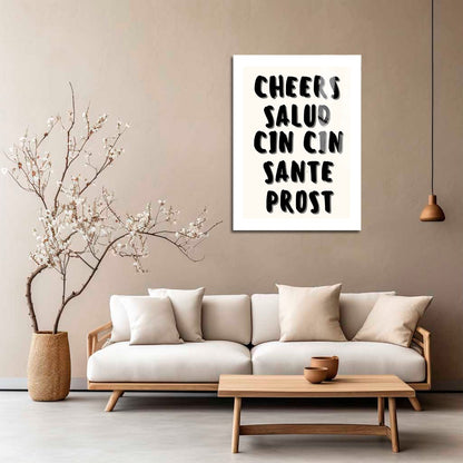 Wes Co Gallery Metal Poster Global Cheers 5" x 7" Home Goods - Coffee White border only Metal Art Print