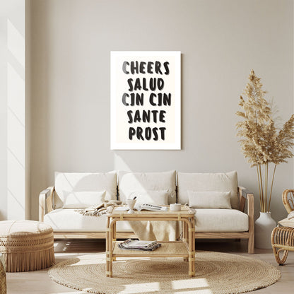 Wes Co Gallery Metal Poster Global Cheers 11" x 14" Home Goods - Coffee White border only Metal Art Print