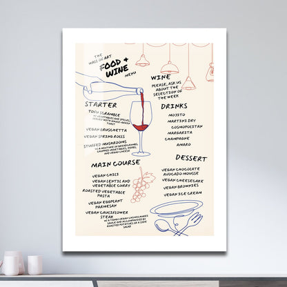 Wes Co Gallery Metal Poster Elegant Food & Wine Menu 11" x 17" Home Goods - Coffee White border only Metal Art Print