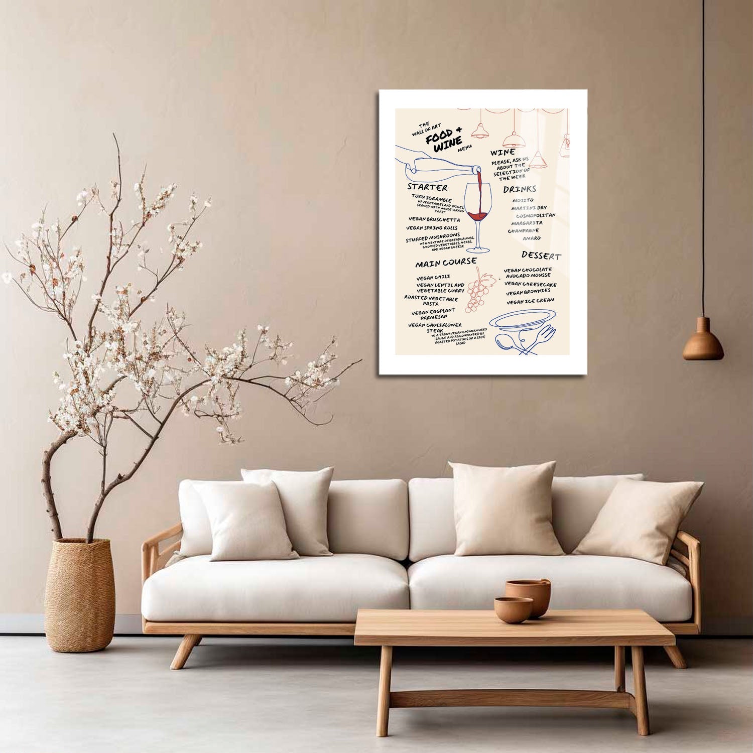 Wes Co Gallery Metal Poster Elegant Food & Wine Menu 5" x 7" Home Goods - Coffee White border only Metal Art Print