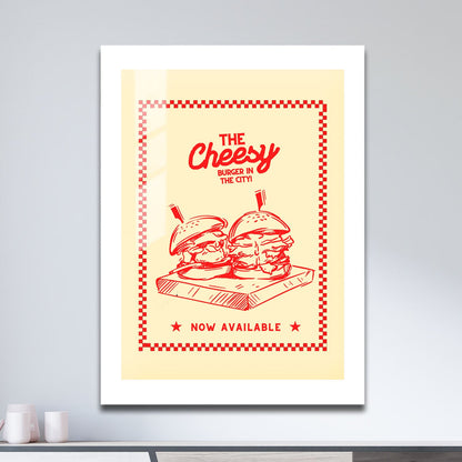 Wes Co Gallery Metal Poster The Cheesy Burger 11" x 17" Home Goods - Coffee White border only Metal Art Print