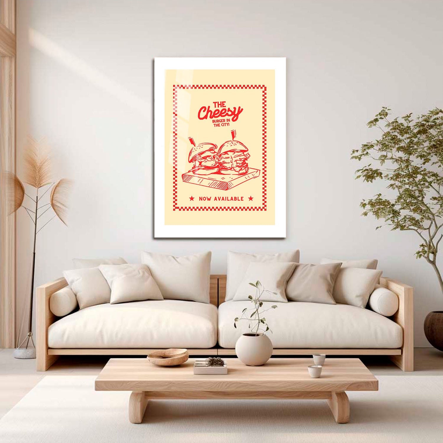 Wes Co Gallery Metal Poster The Cheesy Burger 16" x 24" Home Goods - Coffee White border only Metal Art Print