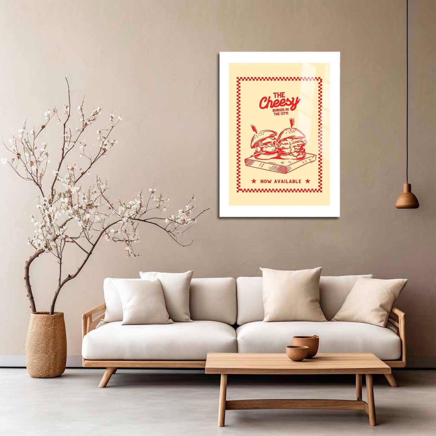 Wes Co Gallery Metal Poster The Cheesy Burger 5" x 7" Home Goods - Coffee White border only Metal Art Print