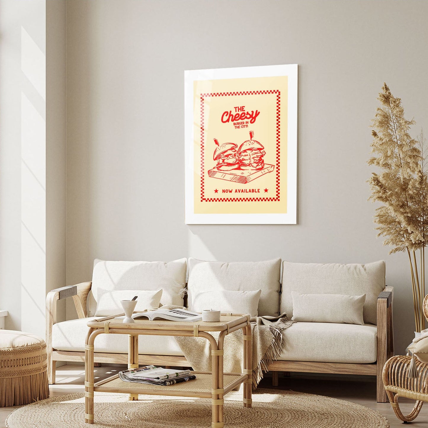 Wes Co Gallery Metal Poster The Cheesy Burger 5" x 7" Home Goods - Coffee White border only Metal Art Print