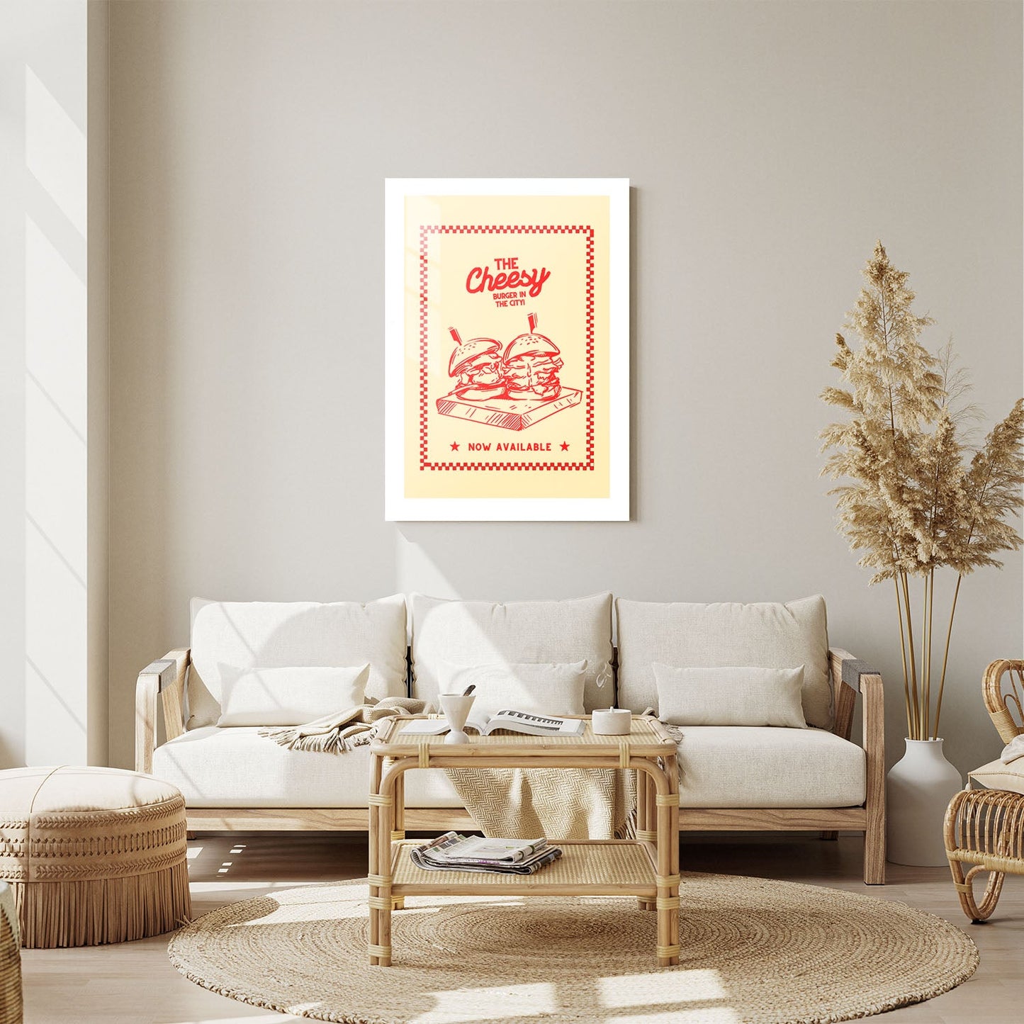 Wes Co Gallery Metal Poster The Cheesy Burger 11" x 14" Home Goods - Coffee White border only Metal Art Print