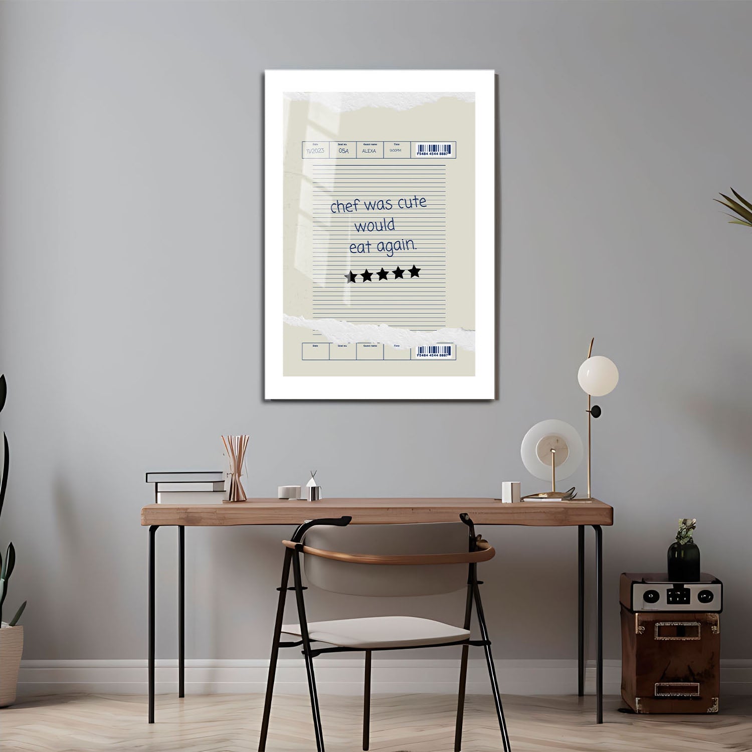 Wes Co Gallery Metal Poster Attendance Check - Chef Was Cute 24" x 36" Home Goods - Coffee White border only Metal Art Print