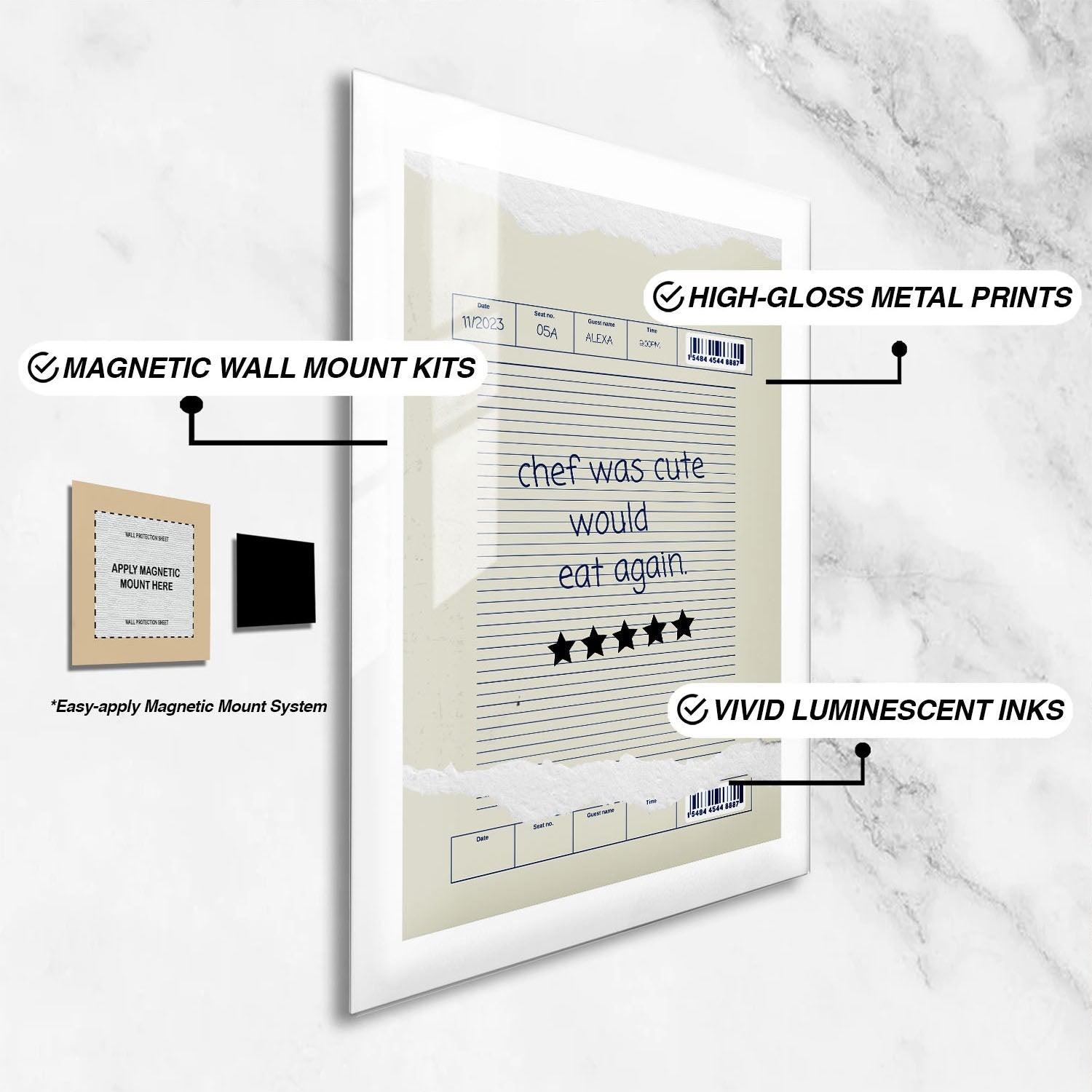 Wes Co Gallery Metal Poster Attendance Check - Chef Was Cute 24" x 36" Home Goods - Coffee White border only Metal Art Print