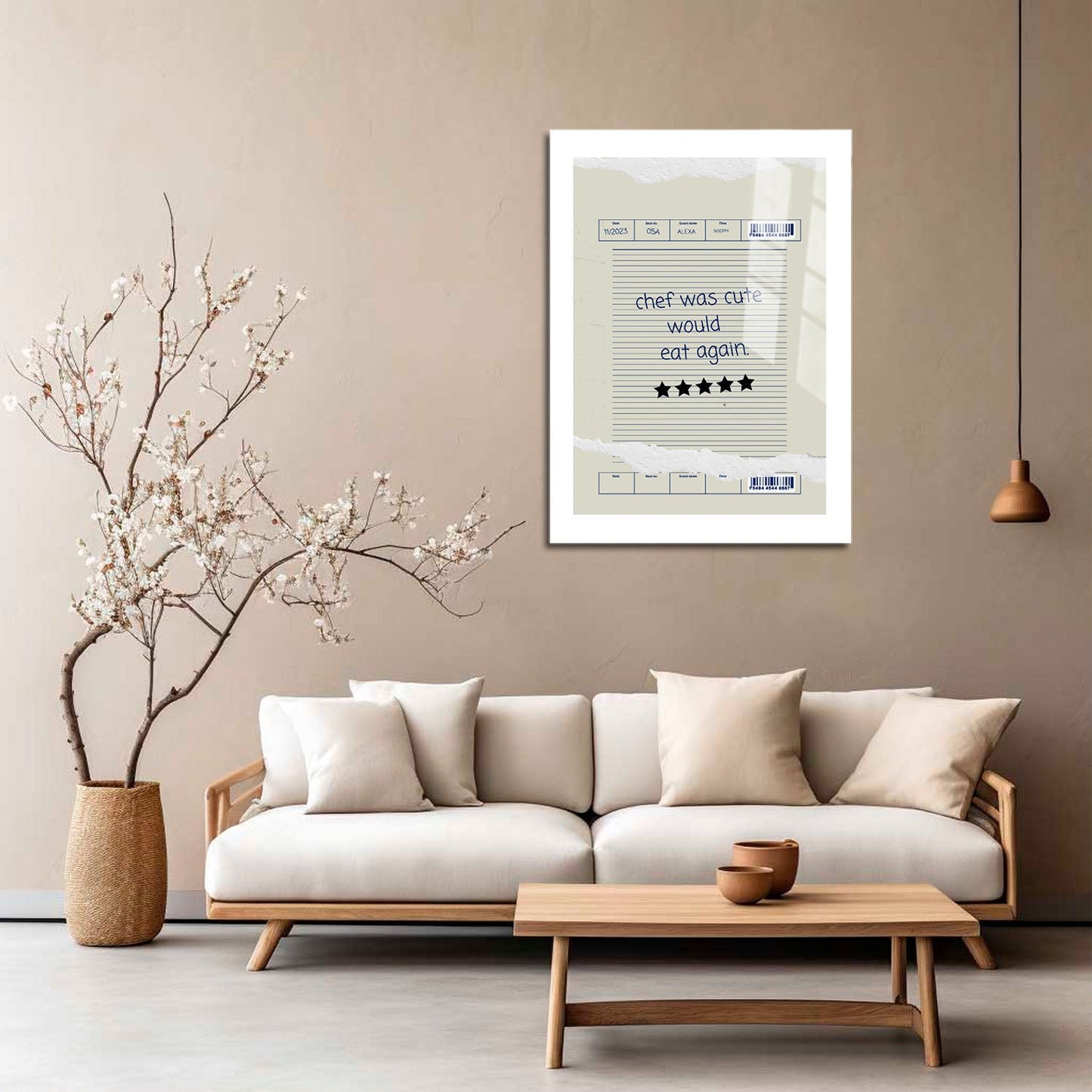 Wes Co Gallery Metal Poster Attendance Check - Chef Was Cute 5" x 7" Home Goods - Coffee White border only Metal Art Print