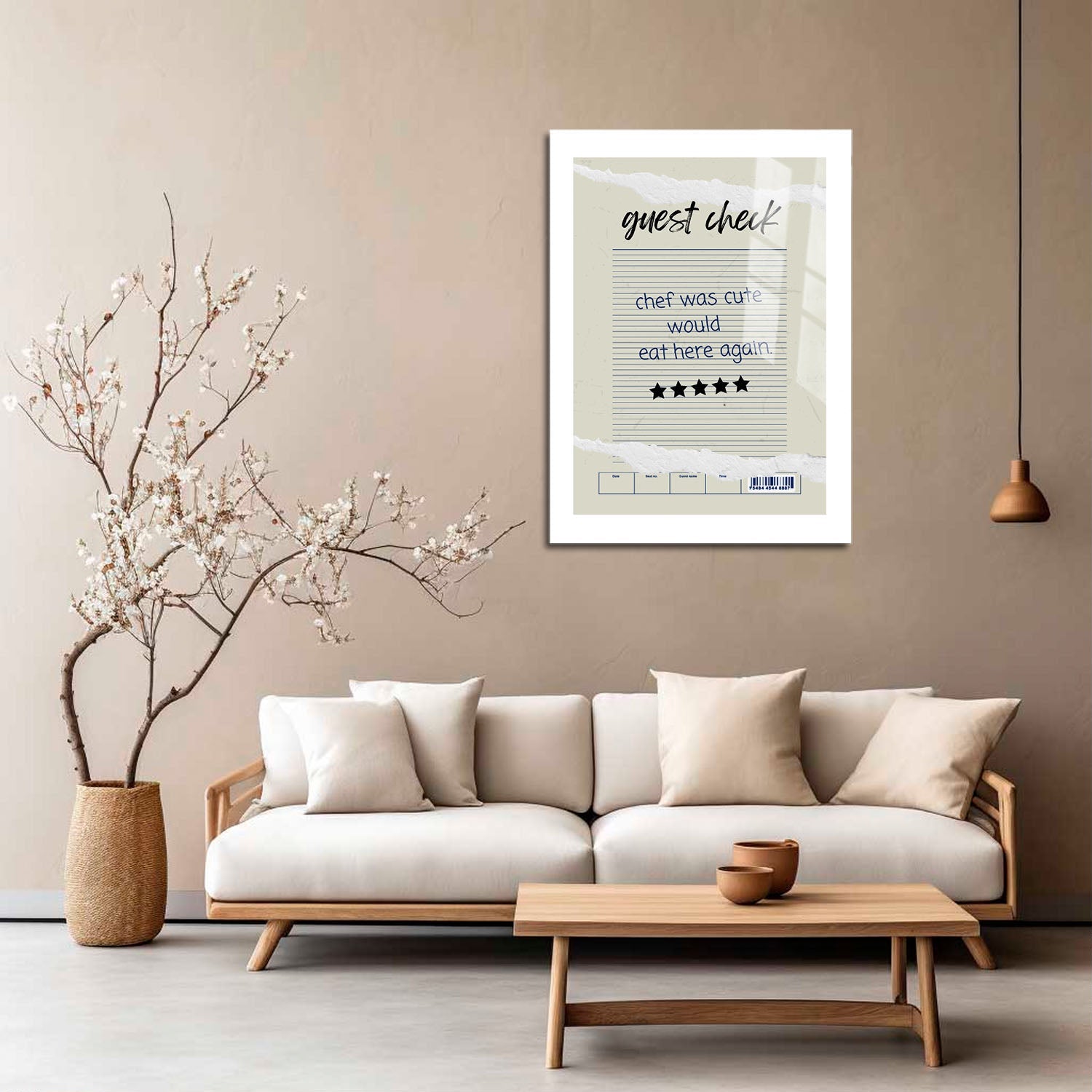 Wes Co Gallery Metal Poster Guest Check - Cute Chef Approved 5" x 7" Home Goods - Coffee White border only Metal Art Print