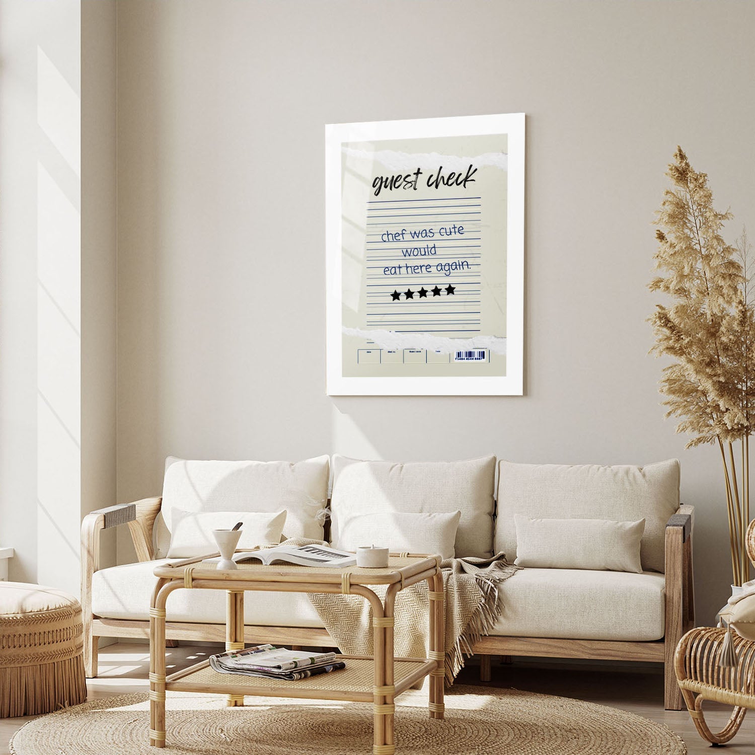 Wes Co Gallery Metal Poster Guest Check - Cute Chef Approved 5" x 7" Home Goods - Coffee White border only Metal Art Print