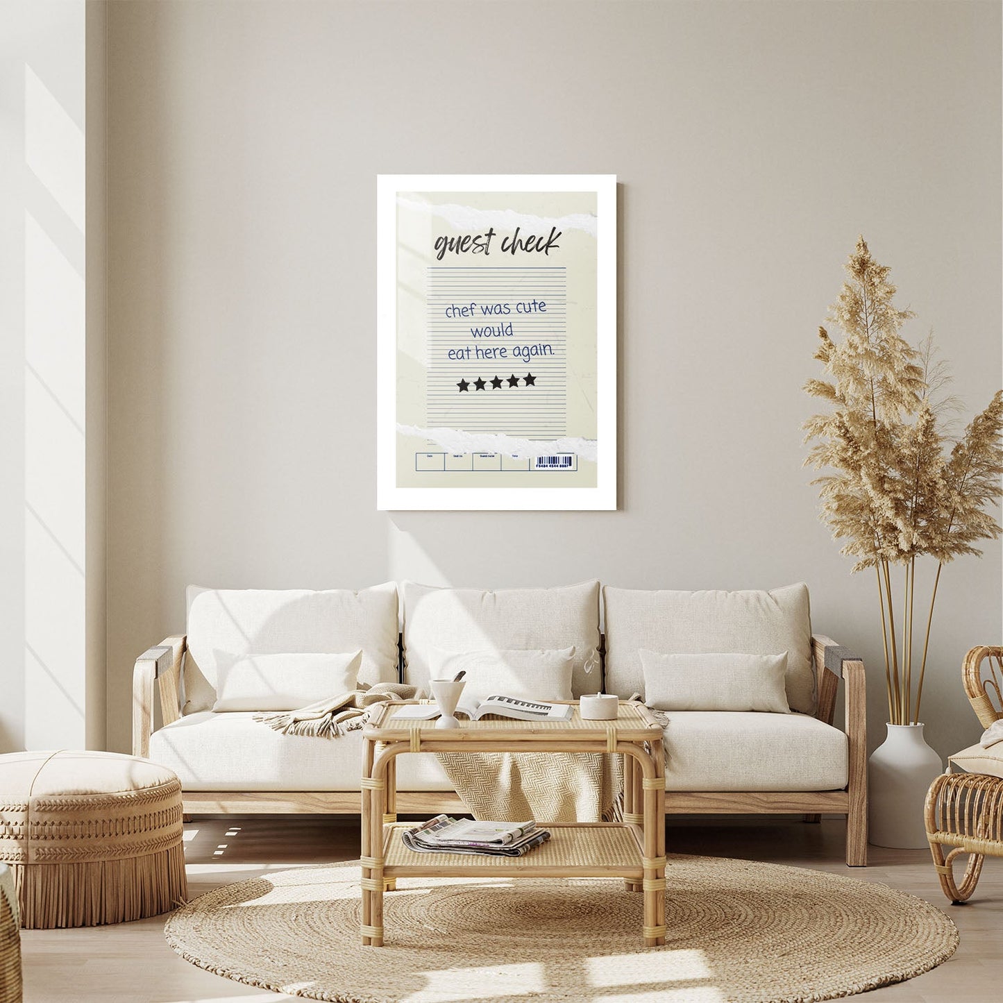 Wes Co Gallery Metal Poster Guest Check - Cute Chef Approved 11" x 14" Home Goods - Coffee White border only Metal Art Print