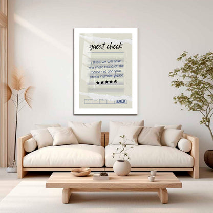 Wes Co Gallery Metal Poster Guest Check - One More Round 16" x 24" Home Goods - Coffee White border only Metal Art Print