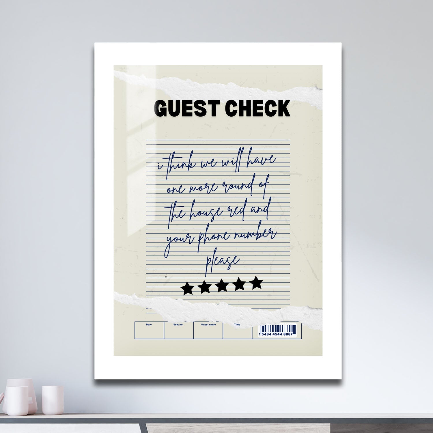 Wes Co Gallery Metal Poster Guest Check - Another Round 11" x 17" Home Goods - Coffee White border only Metal Art Print