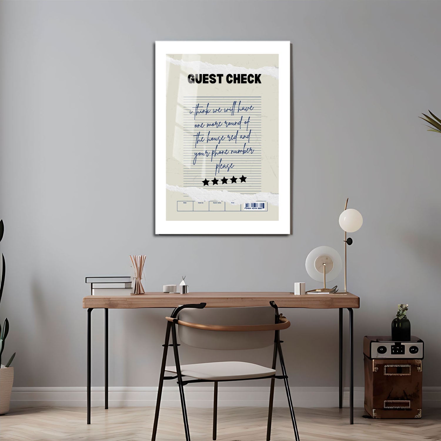 Wes Co Gallery Metal Poster Guest Check - Another Round 24" x 36" Home Goods - Coffee White border only Metal Art Print